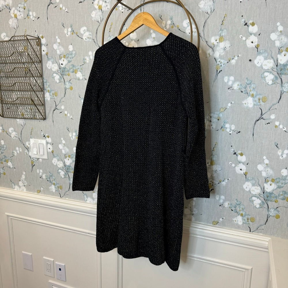 Zara Knit Black Long Sleeve‎ Dress with Gold Threading - Size Large - Picture 7 of 7